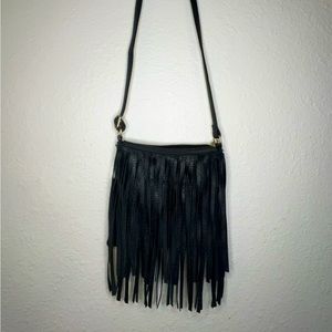 Small black fringe purse